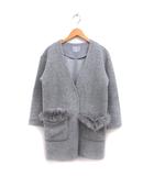 エフデ ef-de ノーカラー コート ロング ニット フォックスファー ウール混 9 グレー /NT23