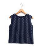 イエナ IENA バックリボン ノースリーブ ブラウス コットン混 スモールカラー 紺 ネイビー /NT9