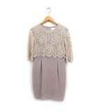 グレースクラス GRACE Class レース ケープ ワンピース ひざ丈 5分袖 フォーマル 36 ベージュ /FT17