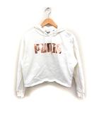 国内正規品 ラメロゴ フーディー パーカー クロップド丈 コットン 綿 M ホワイト 白 /FT48