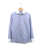麻布テーラー azabu tailor シャツ ブラウス 長袖 コットン ストライプ ブルー 青 /KT30