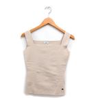 フォクシー ブティック FOXEY BOUTIQUE タグ付き ニットタンクトップ スクエアネック ロゴワンポイント 40 ベージュ /FT2