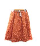 ヒューマンウーマン HUMAN WOMAN フレア スカート ロング コットン 花柄 M オレンジ 橙色 /KT24