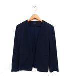 セオリー Theory ノーカラー ジャケット オープン 裏地なし 無地 2 紺 ネイビー /NT32