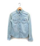 アールジーン Earl Jean デニム シャツ ウエスタン シャツ 長袖 ヴィンテージ加工 S ライトブルー /FT25
