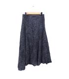 プラステ PLST オリエンタル柄 アシメ フレアスカート ロング丈 M チャコール /FT10