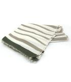 ビギ BIGI ボーダー ストール コットン 綿 シルク混 透け感 オフホワイト カーキ グレー /NT15