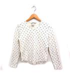 ローラアシュレイ LAURA ASHLEY 花柄 カットソー Tシャツ 長袖 Vネック コットン 綿 S ナチュラル /FT35