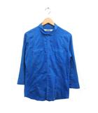 ファクトタム FACTOTUM シルク シャツ 7分袖 ロゴマーク刺繍 46 ブルー 青 /FT40