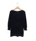 ブラック バイ マウジー BLACK by moussy ヘムボーダー ニット チュニック 長袖 オーバルネック ウール混 F ブラック 黒 /FT7