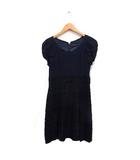 プチローブ PETIROBE 切替 フォーマル ワンピース ツイスト袖 ひざ丈 シフォン ツイード ネイビー 紺 /FT17