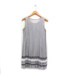  コムサ ウォーク COMME CA WALK ヘムボーダー ワンピース ノースリーブ ひざ下丈 ギャザー 切替 9 ライトグレー /FT49