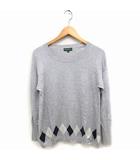 エディーバウアー EDDIE BAUER アーガイル柄 ニット セーター 長袖 丸首 シルク混 コットン 綿 PXS グレー /FT11