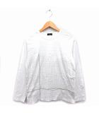 コムサイズム COMME CA ISM カットソー Tシャツ クルーネック コットン 綿 プリント 長袖 L 白 ホワイト /NT28