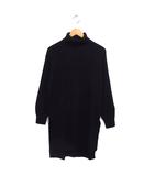 プラステ PLST タートルネック ニット ワンピース ひざ丈 スリット ラグランスリーブ リブ 長袖 M 黒 ブラック /NT17