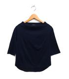 ラウンドヘム カットソー コットン 綿 ボートネック バックロング 七分袖 40 紺 ネイビー /NT37