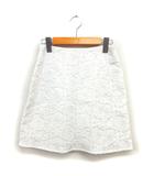 ルシェルブルー LE CIEL BLEU ジャガード フレア スカート ミニ バックジップ 38 オフホワイト /NT13