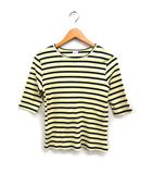 イエナ IENA リブ カットソー Tシャツ 5分袖 丸首 コットン 綿 クリーム ブラック 黒 /FT45