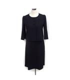 ハロッズ Harrods フォーマル スカートスーツ ノーカラージャケット フレアスカート 無地 ウール 3 ブラック 黒 /FT5