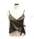 サテン キャミコルセット ビスチェ レースアップ バックロング 34 カーキ /NT24