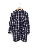 パープルアンドイエロー パープル&イエロー Purple&Yellow チェック チュニック ロングシャツ ジップアップ コットン 綿 11 紺 ネイビー /NT30