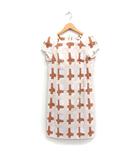 総柄 ロング ワンピース キャップスリーブ スリット 40 ライトベージュ /FT20