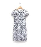 ドット柄 フレア ワンピース ロング丈 リボン袖 コットン 綿 38 ホワイト 白 /FT27