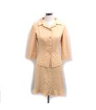 スカートスーツ シングル ジャケット ヘムフレア スカート ひざ丈 無地 ベージュ系 /FT9