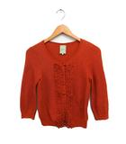 フリル カーディガン 7分袖 コットン 綿 M オレンジ /FT40