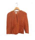 ニット カーディガン 7分袖 無地 コットン混 M オレンジ系 /FT32