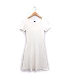 セオリー Theory ニット フレア ワンピース 半袖 ロング スプーンネック 無地 S ホワイト 白 /FT30