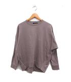 裾ZIP ドロップショルダー カットソー 長袖 丸首 無地 コットン 綿 38 モカブラウン /FT18