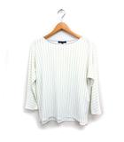 ストライプ カットソー 半端袖 ボートネック 38 オフホワイト 白 /FT31