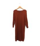 ロートレアモン LAUTREAMONT 素材切替 ニット ワンピース Vネック 長袖 ロング 無地 38 ブラウン 茶 /FT33