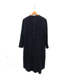シャツ ワンピース 長袖 ロング バンドカラー コットン 綿 38 ブラック 黒 /FT35