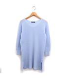 ウール ニット チュニック Vネック 長袖 無地 38 サックスブルー 青 /FT37