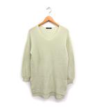 ニット チュニック Vネック 長袖 ウール混 38 ライトグリーン 薄緑 /FT38