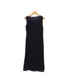 セット ワンピース ロング ノースリーブ シフォン 刺繍 3 ブラック 黒 /FT39