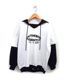 ダブルスタンダードクロージング ダブスタ DOUBLE STANDARD CLOTHING ESSENTIAL オーバーサイズ パーカー フーディ バイカラー ロゴ リブ F オフホワイト /NT29