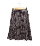 柄 フレアスカート ひざ丈 ウール M ブラック 黒 /FT9