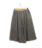 柄 タック フレアスカート ひざ丈 ウール M ブラック 黒 /FT10