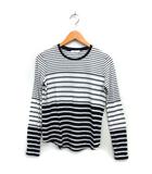 ヴィンス VINCE ボーダー カットソー Tシャツ ラウンドヘム コットン混 透け感 長袖 S 黒 ブラック /NT5