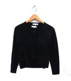 アンサンブルニット ツインニット カーディガン ウール混 フリル 長袖 五分袖 38 黒 ブラック /NT18