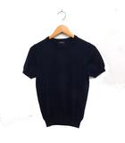 イエナ IENA ショートスリーブ ニット セーター 丸首 無地 ウール ハイゲージ ネイビー 紺 /FT11