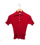 アカネ ウツノミヤ AKANE UTSUNOMIYA シルク混 ワイドリブ ニット ポロシャツ 半袖 無地 コットン 綿 F レッド 赤 /FT10