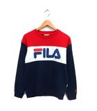 フィラ FILA 国内正規品 トレーナー 裏起毛 ロゴプリント リブ クルーネック 長袖 L 紺 ネイビー /NT13