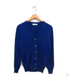 ウール カーディガン ニット ハイゲージ リブ 無地 長袖 38 青 ブルー /NT21