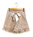 マジェスティックレゴン MAJESTIC LEGON レース キュロット リボン タック コットン混 ショートパンツ S ベージュ /NT3