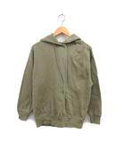 ジーユー GU オーバーサイズ 裏起毛 パーカー フーディ リブ コットン混 長袖 S オリーブ /NT11