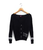 エックスガール x-girl ロゴ刺繍 Vネック カーディガン リネン 麻 2 ブラック 黒 /FT13